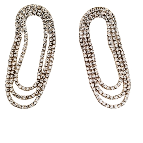 Gold Statement Earrings Chandelier rhinestone Formal long dangle sparkly 💖2/$30 - Picture 10 of 11